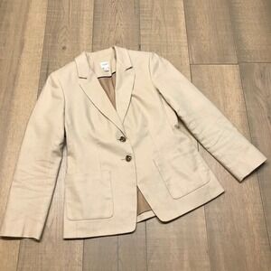 J.CREW Blazer Womens Size 2 Tan Refined Linen Blend Jacket Preppy Office Neutral